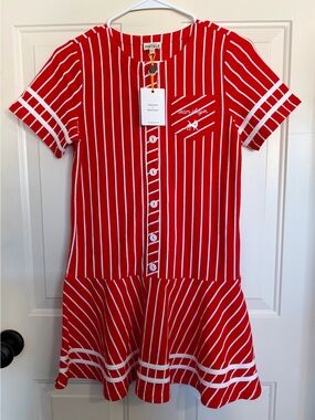 Finding Foxtale Team Player Striped Dress Girls 12 NWT